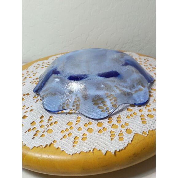 Antique blue ombre to clear glass ruffled bowl Steuben Glass Art~Antique~ - Picture 7 of 9